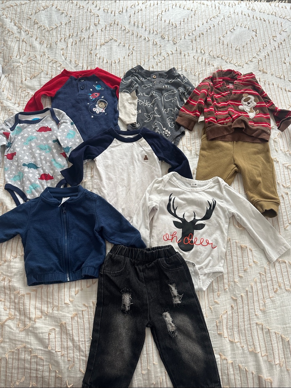 Baby Boys Clothing Lot - Navy, White, Gray, Red, Brown